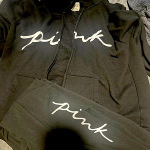 Pink zip up hoodie and leggings hoodie size large leggings xl